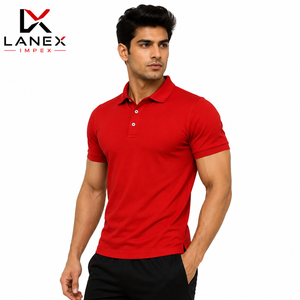 Polo rouge personnalisé avec logo en gros |   Polo en polyester de haute qualité pour uniforme |   Vêtements de golf, professionnels et promotionnels - Product Image 2