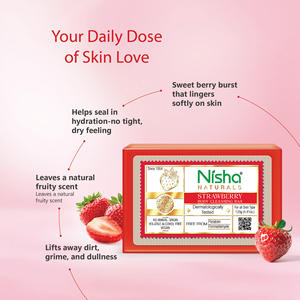 Savon nettoyant pour le corps à la fraise Nisha 125g Sans paraben Vegan Nettoyage doux pour une peau douce Convient à tous les types de peau Hommes et femmes - Product Image 3