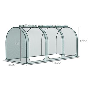 Rete da Giardino 2,7m x 1,2m con 3 Porte con Cerniera, Borsa per il Trasporto, 4 Picchetti per il Fissaggio al Suolo, Facile da Montare per la Protezione delle Piante - Product Image 3
