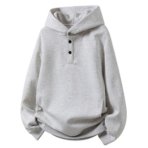 Sweat à capuche décontracté pour homme - Nouveau style automne-hiver - Style américain - Surdimensionné - À boutons - 100% coton - Vêtement de sport tendance - Product Image 5