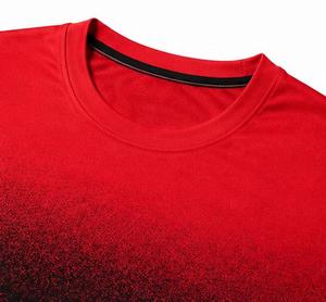 Camiseta de Hombre, Cuello Redondo, Manga Corta, Secado Rápido, Transpirable, Tejida, Casual, Lisa, Corte Regular, Color Rojo y Negro Degradado - Product Image 6