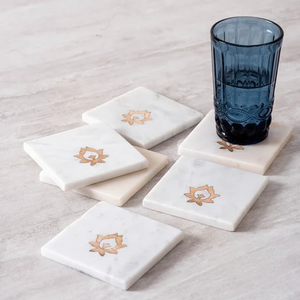 Modern Polished Marble Rectangle <b>Drink</b> <b>Coasters</b> Eco-Friendly Durable Washable Natural Stone From India for Kitchen Use - Product Image 5