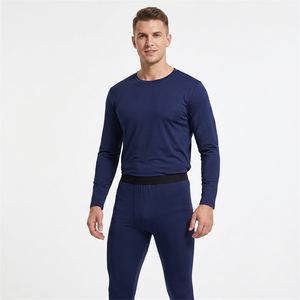 Men's Navy <b>Blue</b> Long Sleeve Compression <b>Base</b> <b>Layer</b> Set Quick Dry Activewear Full Coverage Sportswear Kit - Product Image 6