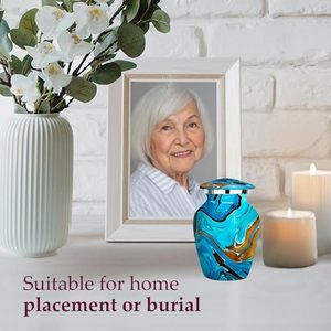Antique Aluminum <b>Keepsake</b> Funeral Cremation Urn <b>Memorial</b> Ash Container Featuring Decorative Finish And Secure Top Design - Product Image 5