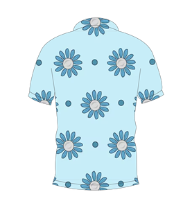 Polo pour homme à manches courtes, imprimé floral bleu ciel, décontracté, pour l'été, pour le golf - Product Image 2