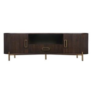 Meuble TV en métal durable et écologique de style Mid-Century Modern avec rangement, 65 pouces, à poser au sol, pour salon - Product Image 3