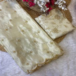 ผ้าไหมคอสมอสย้อมสีได้ รุ่นพรีเมียม VASTRA COTTAGE พร้อมงานปักเลื่อมประณีตและขอบลายหยัก - Product Image 3