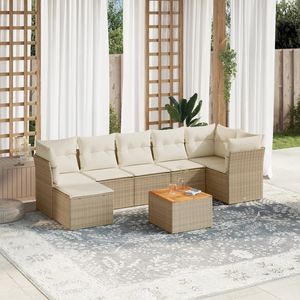 Conjunto de Sofás de Jardín de Ratán Beige Marrón, 6 Plazas, Muebles de Exterior Resistentes a la Intemperie, Diseño Contemporáneo - Product Image 3