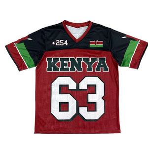 Kenya Basketball Jersey Men's Red Black Mesh V-Neck Short Sleeve Sublimated Print 63 Number Breathable 100% Polyester Sport - Product Image 2