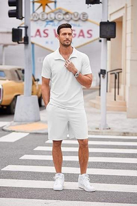 Nuevo conjunto de pantalones cortos tipo polo transpirables para hombre, diseño moderno, estilo casual, conjunto deportivo de color sólido, conjunto de 2 piezas para hombre - Product Image 4