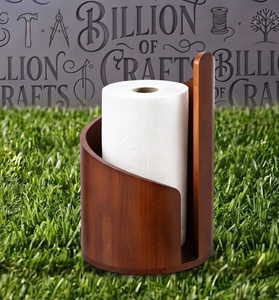 High Finishing Modern Wooden Paper <b>Towel</b> <b>Holder</b> Countertop Roll Rack One <b>Hand</b> Tissue Stand for Kitchen Bathroom Dining Table - Product Image 2
