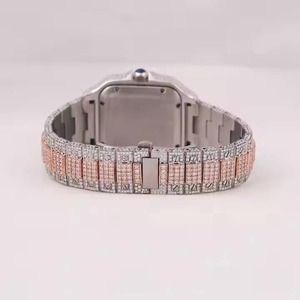 Montre mécanique de luxe personnalisée de haute qualité entièrement sertie de diamants Moissanite, nouveau design, boîtier en acier inoxydable, montre sertie de diamants - Product Image 2