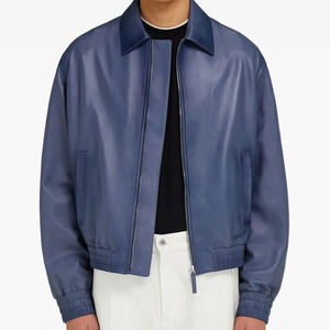 เสื้อแจ็คเก็ตหนังแกะแท้สำหรับผู้ชาย คอตั้ง สไตล์เรโทร สำหรับขี่มอเตอร์ไซค์ สีน้ำตาล กันน้ำ กันลม ป้องกันภัย - Product Image 2