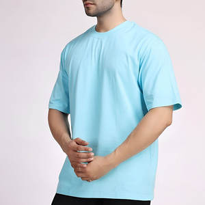 T-shirt uni sportif en coton tricoté 100 % pour homme, manches courtes, impression personnalisée sur le devant, coupe classique, 220 g, anti-plis, respirant - Product Image 5