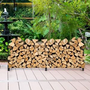 Porta Legna da Esterno in Acciaio, Resistente alle Intemperie, 8 Piedi - Product Image 3
