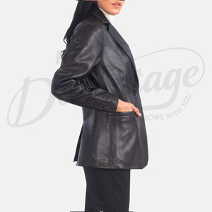 Women Real <b>Leather</b> Blazer <b>Jacket</b> Slim Fit Premium Sheepskin Single Button Formal Casual Business Outerwear Fashionable Coat - Product Image 3