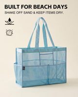 Sac fourre-tout en maille léger personnalisé avec logo, plusieurs poches, idéal pour la plage, la piscine, la natation, le shopping, le sport et les vacances