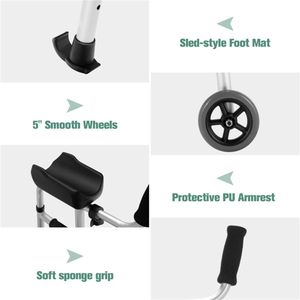 Deambulatore a 2 Modalità con Seduta Morbida per Anziani, Ruote Resistenti all'Usura da 5 Pollici, Pieghevole con 1 Clic, Design Stabile a H, Capacità 150 kg - Product Image 6