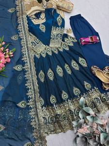 Vestido de seda Fandy de 52 pulgadas, completamente cosido, con dupatta bordada, pantalón de talla única, sin arrugas, reversible, elástico, tradicional. - Product Image 5