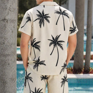 Breathable Men's Casual Beech Wear Summer Shirt 300 Grams Quick Dry Eco-Friendly Short Sleeve Floral Print Design 100% Polyest - Product Image 2
