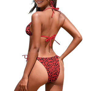 Ensemble bikini côtelé premium pour femme, maillot de bain deux pièces, dos nu à nouer, pour la plage, les vacances, la mode estivale et les stations balnéaires - Product Image 4