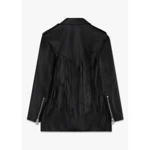 Chaqueta de Cuero de Cordero 100% de Alta Calidad para Mujer, Cierre Asimétrico, Logotipo Personalizado, Servicio OEM - Product Image 2