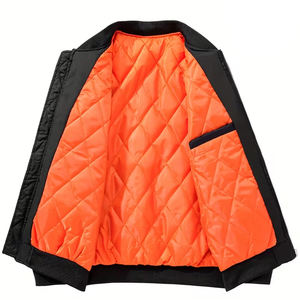 Blouson Bomber d'Hiver Personnalisé pour Homme, Manches Longues, Effet Délavé, Uni, Décontracté, Fermeture Éclair Avant, Coupe-Vent, Chaud, en Polyester/Nylon Chauffant - Product Image 3