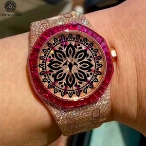 Montre de luxe pour homme en acier inoxydable Charm Jewells, mouvement mécanique analogique 40 mm, verre saphir, bracelet avec lunette rose, 10 bars - Product Image 2