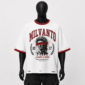 เสื้อยืดโอเวอร์ไซส์ทรงหลวมไหล่ตกสำหรับผู้ชาย |   เสื้อยืดสตรีทแวร์พิมพ์ลาย DTG วินเทจ 250 GSM |   เสื้อยืดผ้าฝ้ายแท้ 100% ประดับคริสตัล - Product Image 5