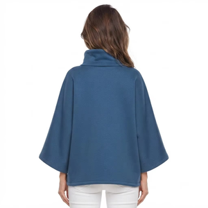 OEM Supplier Oversized Poncho Pullover Sweatshirt High Collar Loose Fit Custom 350 GSM Cotton Premium Embroidery Women's Hoodies - Product Image 2
