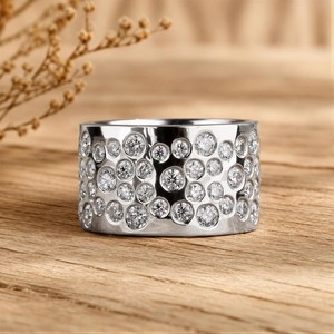 Bague Cigare Unisexe en Or Massif 10K 14K 18K avec Diamant de Laboratoire Rond Certifié IGI Couleur DEF Pureté VS VVS, Sertie en Bezel, pour Mariage - Product Image 2