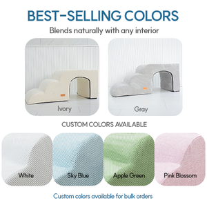 Escaleras Modernas Premium de 5 Peldaños para Perros con Túnel, Textil Gris, Espuma Viscoelástica Antideslizante, Accesorio para Mascotas Hecho en Corea para Uso en Interiores - Product Image 6