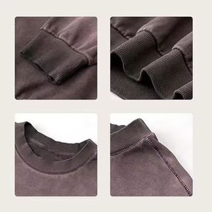 Sweat-shirt décontracté streetwear pour homme, personnalisé, hiver, délavé à l'acide, brodé, numérique, épais, vintage, effet usé, 100% coton - Product Image 3