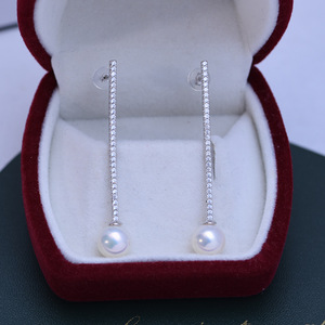 Pendientes de Plata S925 con Perlas Redondas Blancas de Agua Dulce de 7-8 mm, Luz Intensa, Casi Impecables, para Mujer - Product Image 2