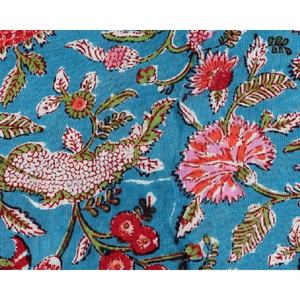 Blue Floral Beautiful Hand Block Cotton Fabric Indian Fabric by Yard Block Printed Cotton <b>Womens</b> Clothing - Product Image 4
