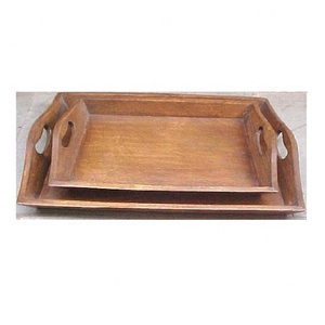 Bandeja de servicio de madera de acacia de la mejor calidad, Juego de 2 piezas con mango, acabado Natural certificado EPCH para hoteles, restaurantes, artesanías de la India - Product Image 2