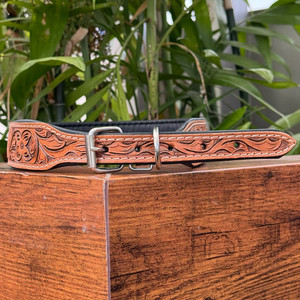 Exclusive Durable Heavy Duty Beaded Dog Collar Hand Tooled Genuine Leather Metal Buckle Adjustable <b>Padded</b> Pet Collar Accessories - Product Image 6