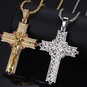 Nuevo Collar con Colgante de Jesús Estilo Hip Hop 2026, Colgante de Cruz con Incrustaciones de Diamantes, Diseño de Diseñador, Collar con Colgante de Jesús Dorado para Hombre - Product Image 2