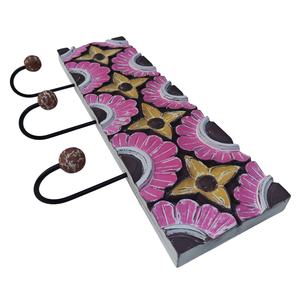 Smart Art Wood Carving Multi Painted <b>Wall</b> Hanging Decor 3 <b>Hooks</b> Wooden <b>Wall</b> Mount <b>Key</b> Hanger Engineered Wood Handmade <b>Key</b> Racks - Product Image 4