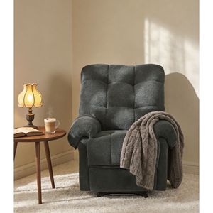 Poltrona Reclinabile Manuale Grigio Scuro con Poggiapiedi Imbottito per Soggiorno, Lettura o Home Theater - Product Image 1