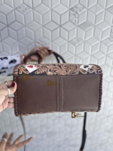 New Handmade Custom Hand Tooled Carving Leather Speedy Handbag Gypsy Boho Western Pattern Stylish Women <b>Shoulder</b> Sling Bag - Product Image 4
