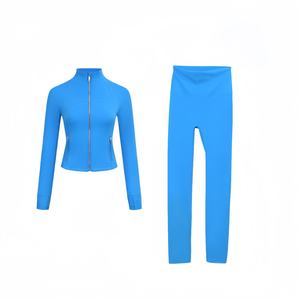 Ensemble de survêtement athlétique deux pièces pour femme, ultra-extensible, 100 % coton, respirant, en molleton écologique réversible, style hip-hop, hiver, 220g - Product Image 4
