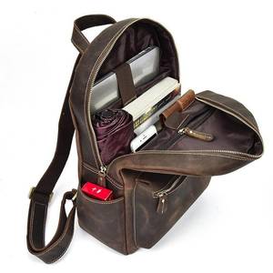 Authentic Vintage Leather <b>Backpack</b> <b>Waterproof</b> Anti-Theft Laptop Rucksack Genuine Leather Shell LBP-0378 - Product Image 4