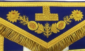 Tablier de Grand Officier de Loge Bleue avec diverses broderies dorées et cuir blanc argenté - Product Image 2