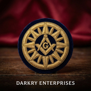 Parche de hilo metálico bordado a mano personalizado con diseño de fundador masónico, corona negra y dorada, accesorios de regalia, diseño de insignia de logia personalizada - Product Image 4