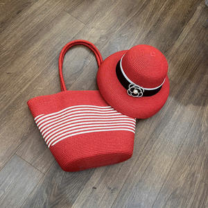 Grand sac de plage en paille tressée pour femmes avec poignées en cuir et fermeture à glissière - Product Image 4