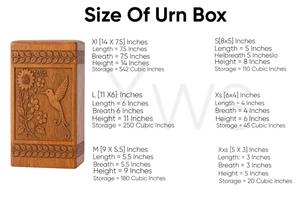 Rosewood Hummingbird Urn Handmade Wooden Floral Cremation <b>Box</b> for human ashes medium size 9x5.5 urn <b>box</b> - Product Image 5