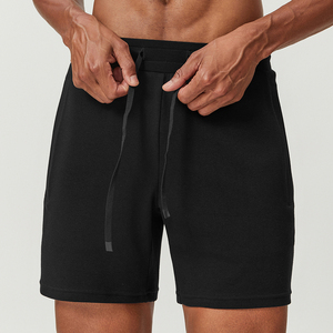 Shorts Bermuda en Coton Noir pour Homme, Taille Élastique avec Cordon de Serrage, Coupe Mi-Haute, Décontracté, Respirant, en Tricot avec Poches - Product Image 3