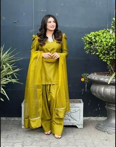 Salwar Kameez Farsi Exclusif pour Femme, en Siffon Argenté Imprimé, avec Dupatta en Satin Moussant Respirant et Organza, Idéal pour Mariages et Fêtes - Product Image 6