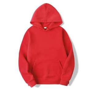Mens Red Pullover <b>Hoodie</b> <b>Plain</b> Hooded Sweatshirt Casual Long Sleeve Oversized Streetwear - Product Image 1